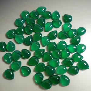 5mm 6mm 7mm Naturel Vert Onyx Poire Flatback Cabochons Acheter maintenant grossiste au prix d'usine Pierres pour la fabrication de bijoux en ligne DIY - Product Image 1