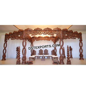 Mandap de mariage artisanal en bois antique, style Shahi, avec piliers de style nouveau, pour la cérémonie de Puja, en bois, pour l'Australie - Product Image 1