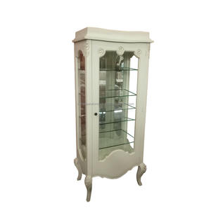 Vitrina de Salón Estilo Francés con 1 Puerta de Cristal - Mueble Clásico Pintado de Blanco Indonesia - Product Image 1