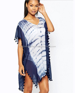 Lot de Caftan de plage pour femmes, vêtements en rayonne, avec dentelle Pom- Pom, couvre-chef, offre spéciale, vente en gros - Product Image 1