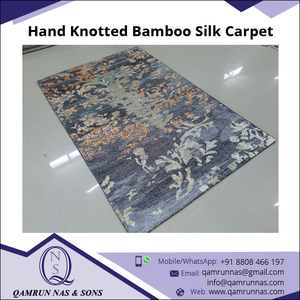 พรมผ้าไหมไม้ไผ่ผูกปมมือสำหรับห้องนั่งเล่นที่บ้านสั่งซื้อขั้นต่ำ1ชิ้น - Product Image 2