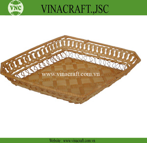 Estante de frutas de cocina de bambú decorado con flores pintadas a mano, técnica afilada, producto artesanal de Bambú - Product Image 6