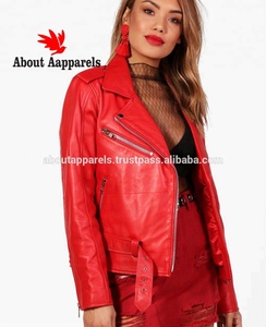 2024 Loại Mới Top Bán Thời Trang Phụ Nữ Áo Khoác Da Tùy Chỉnh Áo Khoác, Da Cừu Da Đỏ Biker Áo Khoác - Product Image 2