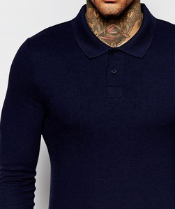Jersey de punto súper elástico para hombre Super Slim Fit manga larga sólido Formal para Polo con tapeta de botón al por mayor - Product Image 6