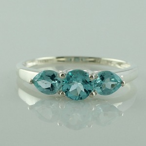 <b>Blue</b> Apatite Anniversary Cluster <b>Ring</b> Solid Gold Beautiful Lady Jewelry - Product Image 2