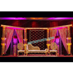 Pilares dorados de escenario para la decoración de la boda Boda escenario nuevo oro tallada pilares boda organizacion - Product Image 1