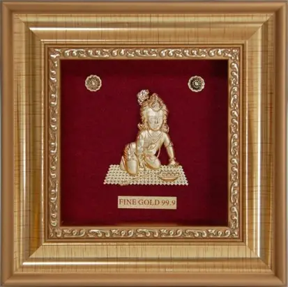 Symbole indien Souvenir 3D OM, feuille d'or, 24k, 1 pièce