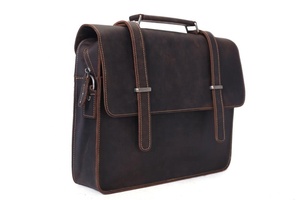 Comprar Estilo Vintage Crazy Horse cuero genuino maletín portátil bolsas para hombres accesorio de moda - Product Image 4