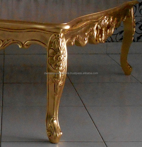 Meuble Table basse en bois sculpté classique Couleur or antique Style italien - Product Image 4