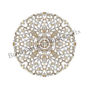 Panel decorativo de madera dorado blanco para colgar en la pared MDF tallado Art Deco de 90x90 cm para el hogar, oficina, sala de estar, decoración moderna - Product Image 1