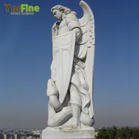 Sculpté En Marbre Élégant Ange Saint-Michel Statue