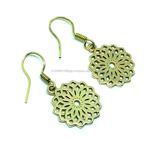 Wholesale Custom Boho Geometric Brass Drop <b>Earrings</b> for Girls Fashion <b>Small</b> <b>Dangle</b> Jewelry - Product Image 2
