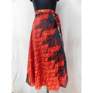 Hecho a mano indio sari de la Seda abrigo reversible falda magia bohemio vestido de seda faldas - Product Image 2