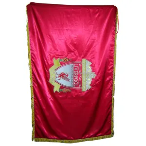 Custom 100 x 150 cm Hand made Bullion Embroidered pole Flags with gold Fringes