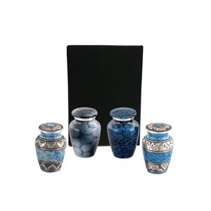 Blue Keepsake Urn Set of Four with Black Gift Box Small Cremation Urns for Ashes Small Portable Cremation Urns for Human Ashes - Product Image 5