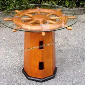 WOODEN SHIP WHEEL TABLE WITH CABINET NAUTICAL FURNITURE/ FURNITURE FOR HOME DECORATION 2023