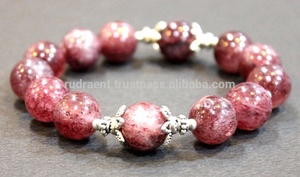 Venta caliente 12 mm Natural fresa cuarzo estiramiento cuentas pulsera hecha a mano curación cristal perlas piedra principal bodas fiestas - Product Image 4