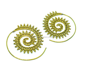 Nouvelle vente chaude femmes mode laiton couleur or plaine spirale boucle d'oreille femmes boucles d'oreilles à la mode cadeau bijoux - Product Image 1