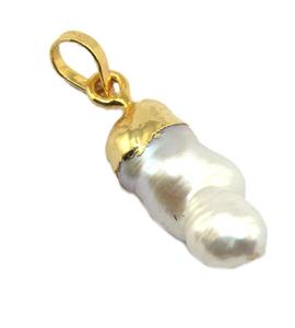 Pendentif d'eau douce en or galvanisé fait à la main pour collier en boucle, vente en gros - Product Image 1
