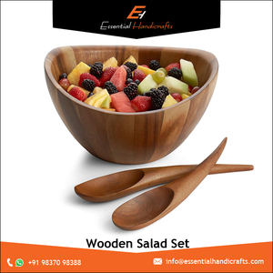 Meilleures ventes de bols à mélanger pour table à manger vintage faits à la main en bois d'acacia ensemble de saladiers en bois durables à la mode pour la maison hôtel - Product Image 6