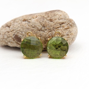Péridot Pierres Précieuses Connecteurs Paire Faire Boucle D'oreille Plaqué Or Connecteur de Pierres Précieuses Boucles D'oreilles En Gros Bijoux - Product Image 1