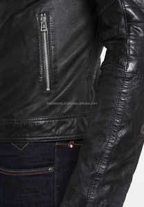 Chaquetas de piel de cordero auténtica para hombre, personalizadas, de cuero negro - Product Image 3