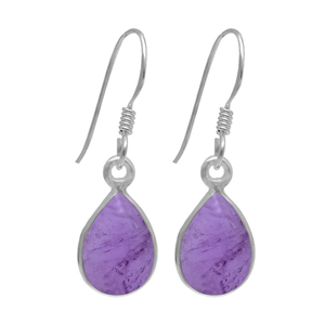 Pendientes colgantes de gancho de Plata de Ley 925 al por mayor con piedra preciosa de amatista púrpura Pera, joyería Unisex para mujer, piedra principal de oro de 18 quilates - Product Image 1