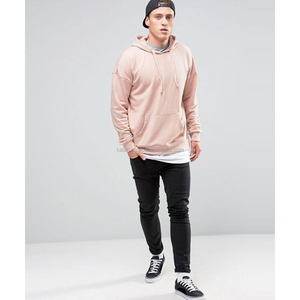 Sudadera con capucha deportiva de bloque de algodón 100% para hombre, ropa de entrenamiento rosa para bebé personalizada, sudaderas de punto cómodas de talla grande - Product Image 5