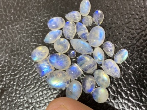 ได้รับการรับรองจาก igci พลอยสีรุ้งธรรมชาติสีฟ้าไฟมูนสโตน Cabochon 20มม. ขนาด1มม. รูสีขาวรุ้งหลวมทำเครื่องประดับ - Product Image 3