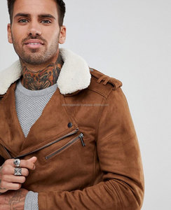 Chaqueta de Motociclista de Piel de Oveja Genuina Negra de Diseño Nuevo Personalizada al por Mayor para Hombre, Decoración Bordada, Ecológica y Resistente al Viento - Product Image 3