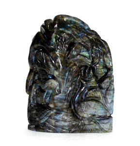 Escultura de Buda Tibetano Tallada a Mano con Piedra Preciosa de Labradorita, Piedras Curativas Hindúes de Cristal, 10'' de Altura, Hecho en India - Product Image 3