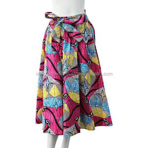 กระโปรงแม็กซี่ผู้หญิง,กระโปรงสั้นเอวสูงแนวแอฟริกันขี้ผึ้งผ้าฝ้ายพิมพ์ลายแม็กซี่ฮิปปี้สไตล์แอฟริกันกระโปรงสั้นบานจีบกระโปรงแฟชั่น - Product Image 4