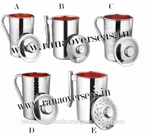 Jarra de agua de cobre y acero inoxidable hecha a mano, con diferentes diseños para la vajilla del hogar - Product Image 2