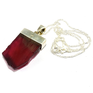 Collar de plata de ley 925 con forma de ónix roja, joyería hecha a mano con piedras preciosas - Product Image 1