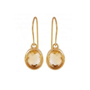 Unique Design 925 Sterling Silver <b>Earring</b> High Quality Rose Gold Plating <b>Citrine</b> Gemstone For Women And Girls Engagement Parties - Product Image 1