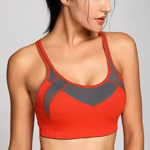 Grosir Logo Kustom Ukuran Besar XXL Wanita Atasan Fitness Leher Tinggi Wanita Bra Olahraga Yoga Nude Seksi Mulus