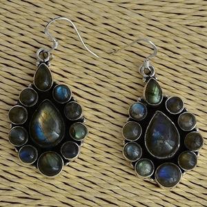 Boucles d'oreilles à la mode en argent Sterling 925 avec pierre précieuse Labradorite poire bijoux plaqués argent à la mode pour les mariages fêtes cadeau - Product Image 3