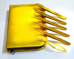 Hand Tasted 6 Pieces Gold Eyelash Extensions <b>Tweezers</b> Set Russian Volume Individual False Eyelash <b>Tweezers</b> Set - Product Image 2