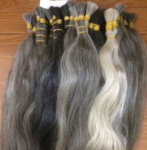 Extensiones de cabello de color gris natural, mechones de cabello brasileño remy liso a granel 20 pulgadas de Ivirgohair - Product Image 1