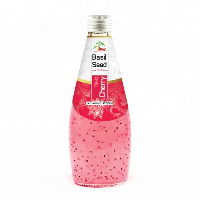 Bebidas de semente natural frescas de cereja de 290ml, sabor de cereja, bebidas no serviço de garrafa de vidro