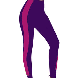 Mallas personalizadas de yoga para mujer, leggings de cintura alta sin costuras, color morado apilado con rayas, de algodón - Product Image 1