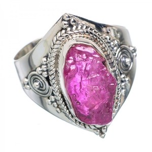Anillo de piedras preciosas de cuarzo rosa de Plata de Ley 925, joyería hecha a mano, anillo de piedra curativa Natural semipreciosa para hombres y mujeres - Product Image 1