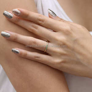 Sólido 14K amarillo oro genuino Tsavorite piedras preciosas delicado aniversario de boda anillo de la joyería al por mayor de navidad regalo de la joyería - Product Image 2