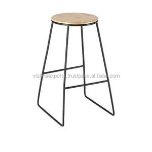 Tabouret de bar moderne avec dessus en bois pour meubles de salon - Product Image 1