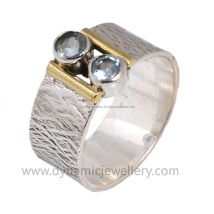 Anillo de plata hecho a mano con piedra preciosa de Topacio azul natural para fiesta de boda o aniversario - Product Image 2