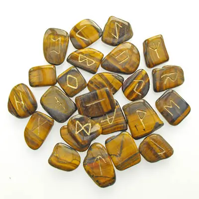 Ensemble de Rune Reiki sculpté en cristal naturel, œil de tigre gravé, grossiste et fabricant de chakra, ensemble de rune reiki