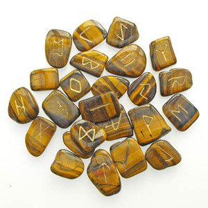 Juego de Runas de Reiki talladas con grabado de ojo de tigre de cristal de piedra Natural, juego de Runas de piedra de ágata grabada de 25 piezas, juego de Runas de piedras preciosas - Product Image 1