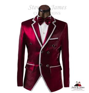Costumes de smoking élégants pour hommes Steve & James 2020, 100 % laine, simple boutonnage, anti-plis, veste et pantalon pour mariage - Product Image 6