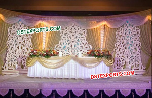 Beau cadre mural arrière en fibre autoportant doré panneaux de toile de fond de fleurs de mariage musulman décorations de mariage élégantes - Product Image 4