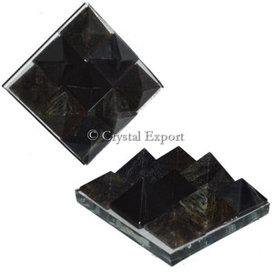 Grey Agate Lemurian 9 Pyramids Charging Plate - Product Image 1